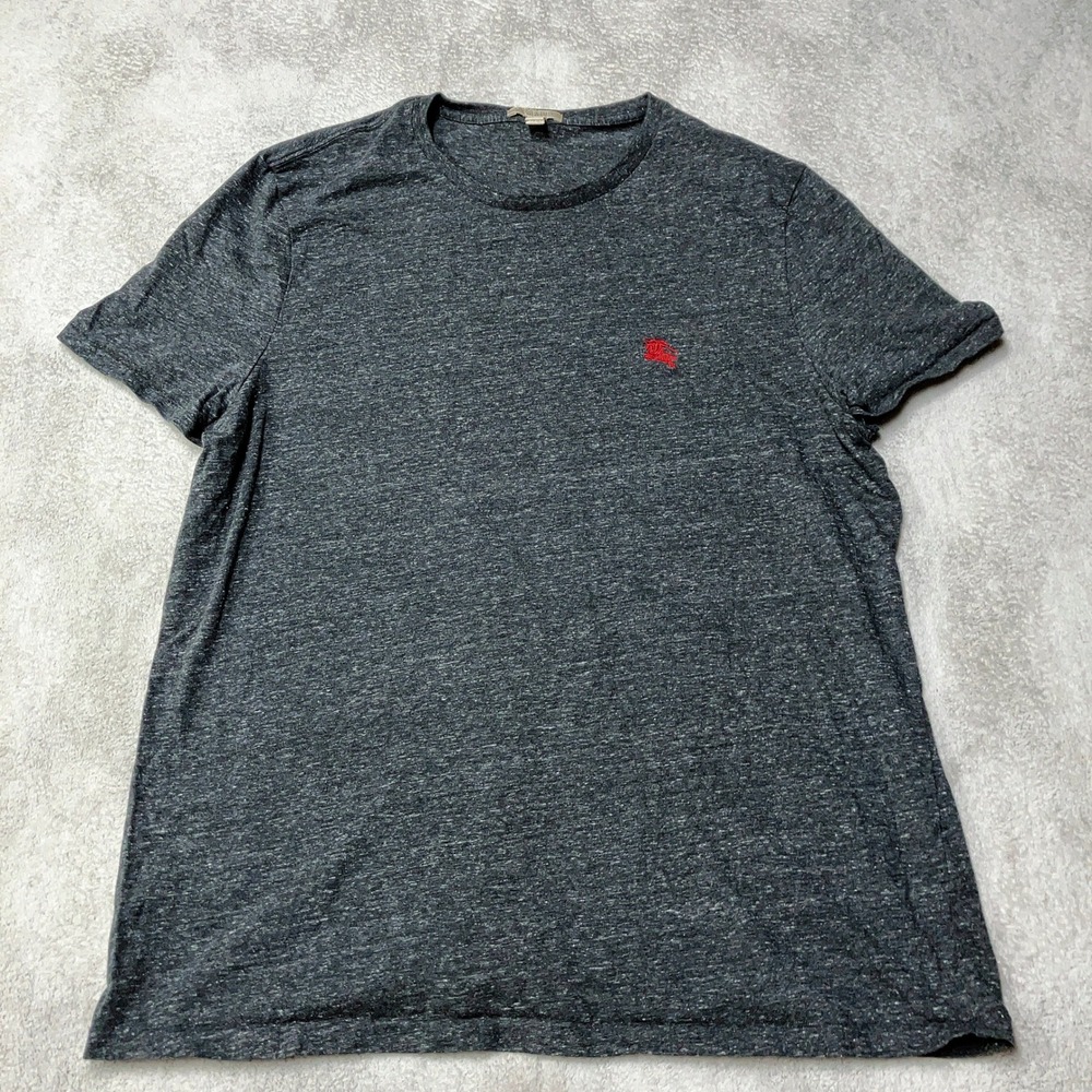 Burberry Brit T-Shirt Charcoal Gray Embroidered Equestrian Knight Logo Mens XXL